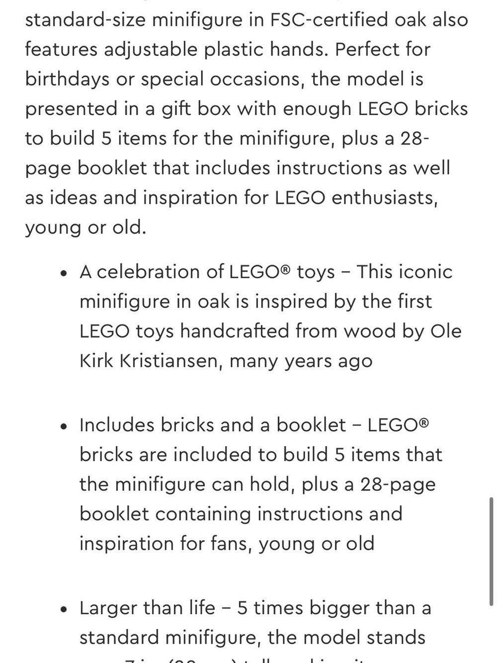 LEGO wooden figure - 5x bigger than regular mini figure - Picture 5 of 10